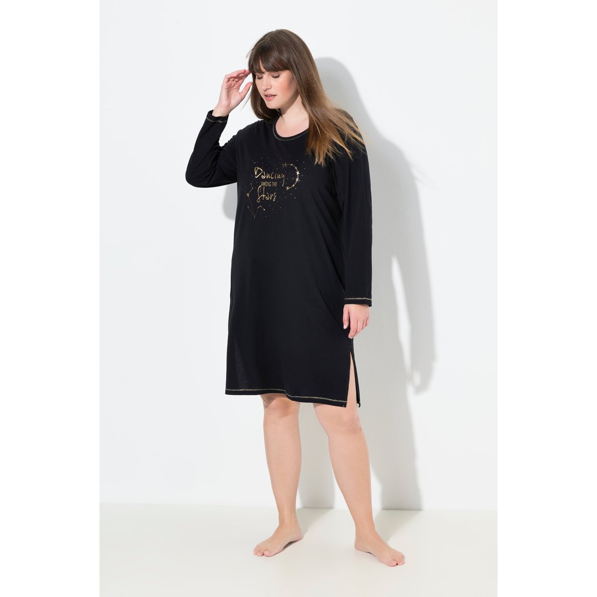 Grands t-shirts en lot de 2, col rond/V noir, ULLA POPKEN