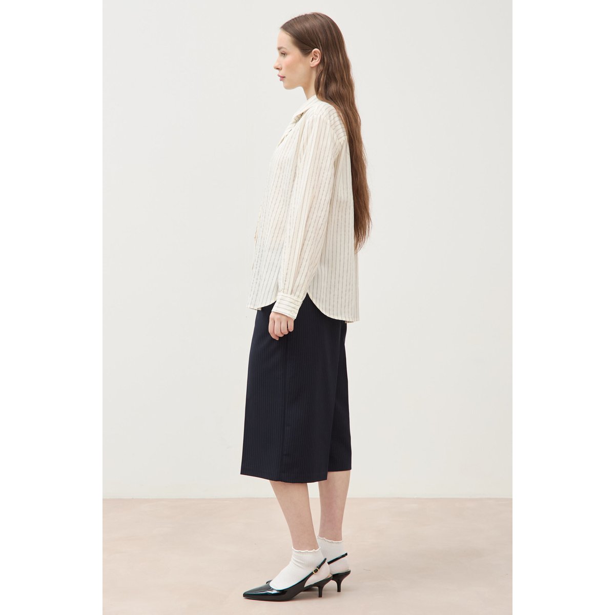 Chemise manches longues col américain blanc, BONOBO