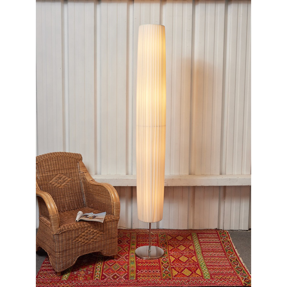 Lampadaire en tissu plié Julien N°390 - Bon état gris, DEBONGOUT