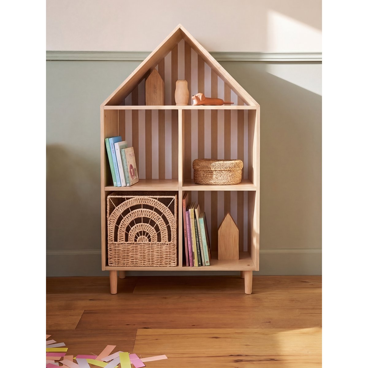 Meuble à cases maison bois, VERTBAUDET
