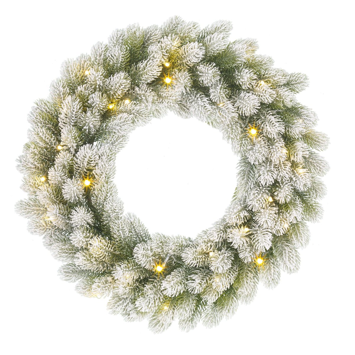 Couronne de Noël enneigée avec LED Ø60 cm NAGOYA vert, BLACK BOX TREES