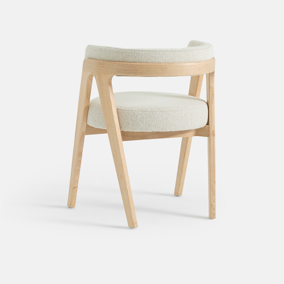 Silla de comedor vintage, de fresno macizo y tela bouclé, VALENTINA crudo, LA REDOUTE INTERIEURS