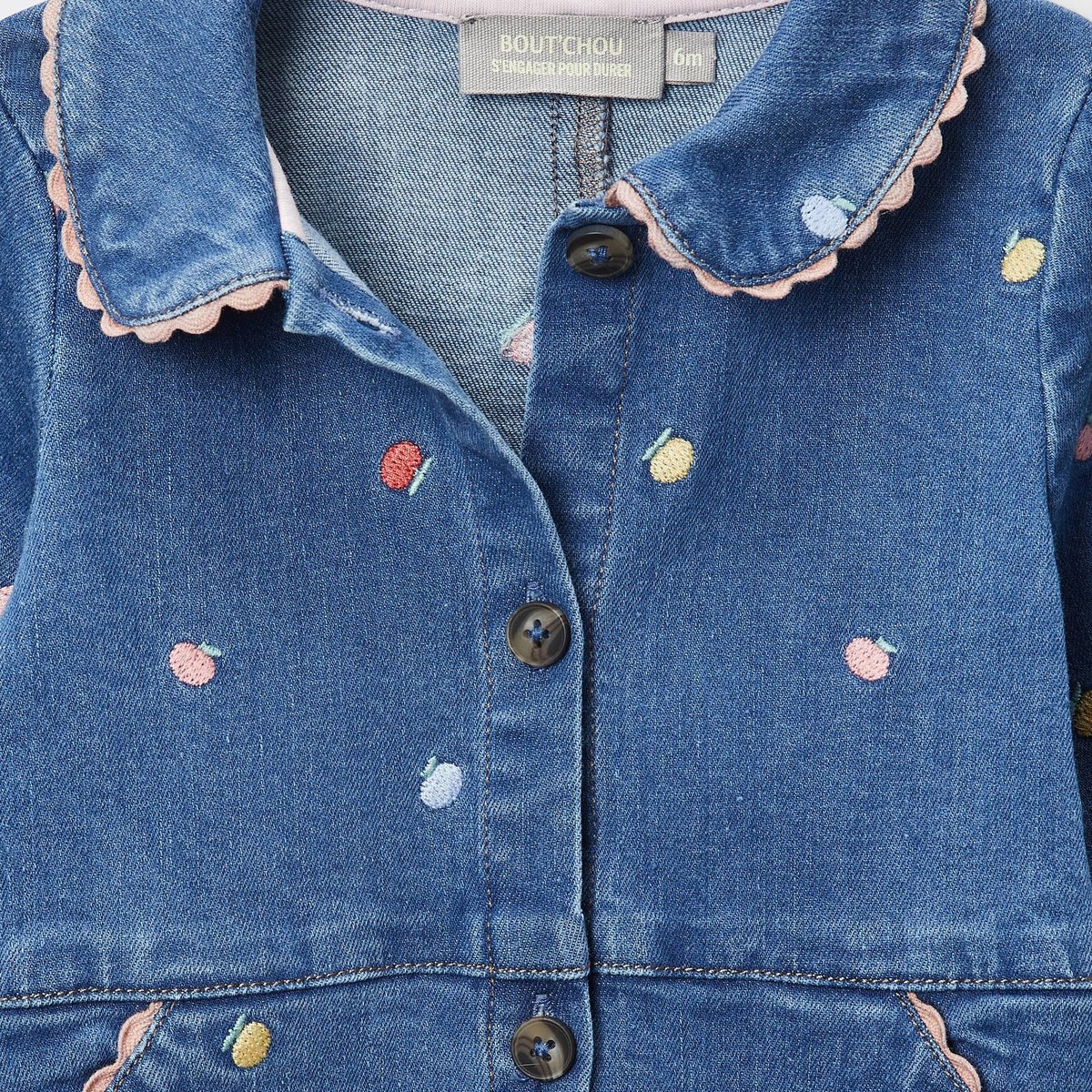 Combinaison en jean brodée blue denim, BOUT'CHOU