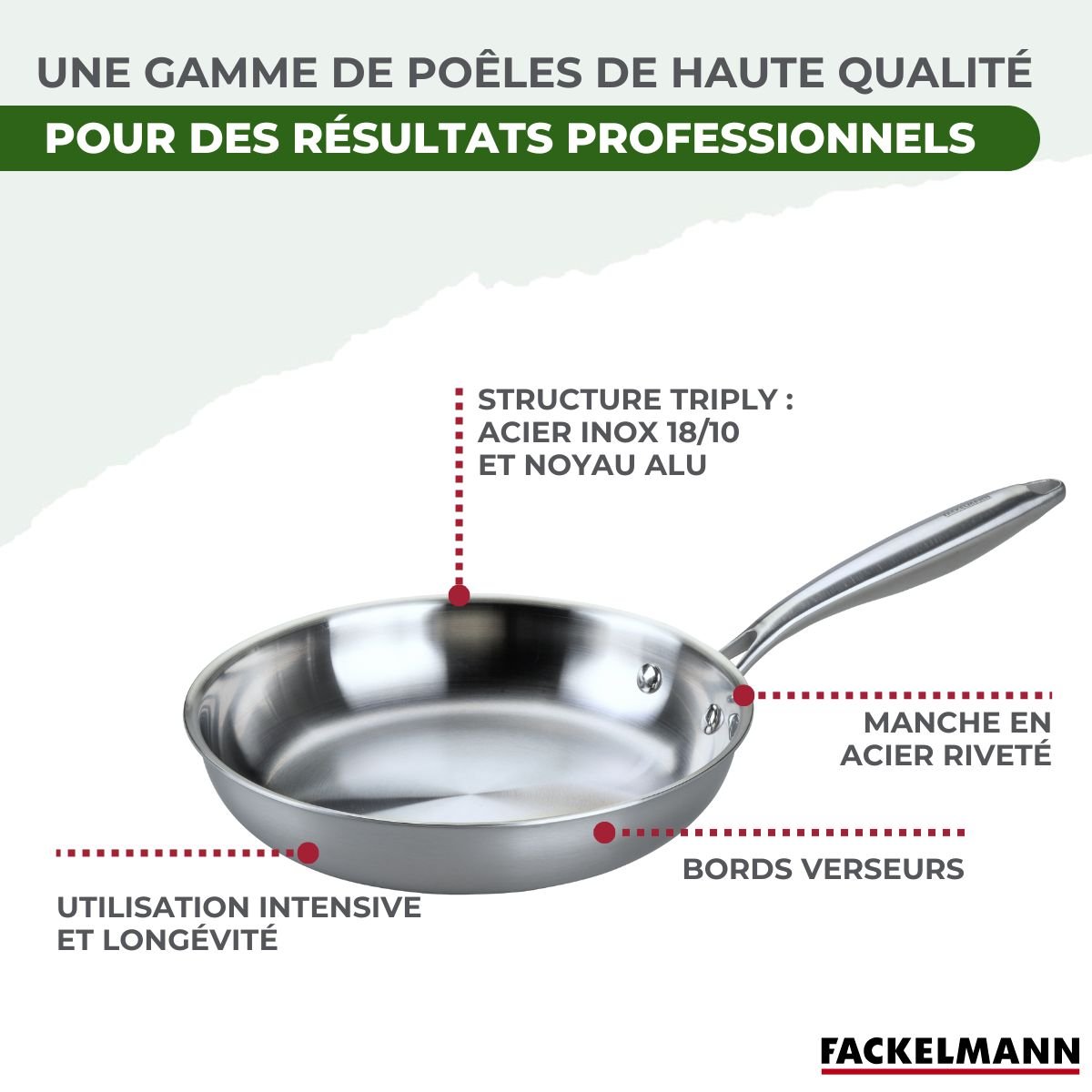 Set de 2 poêles de cuisson 26/28 cm en inox sans PFAS VITA3 gris, FACKELMANN