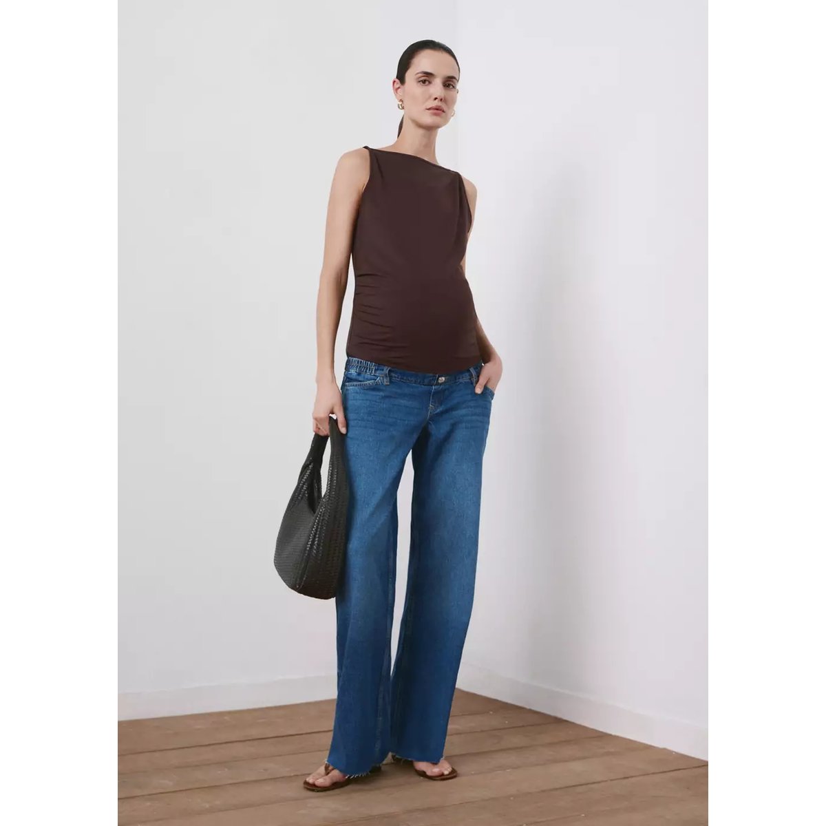 Jean large de grossesse bleu moyen, MANGO