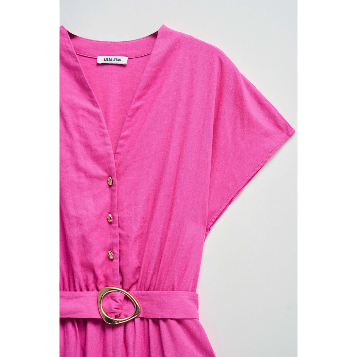 ROBE CHEMISIER AVEC MÉLANGE DE LIN rose, SALSA JEANS