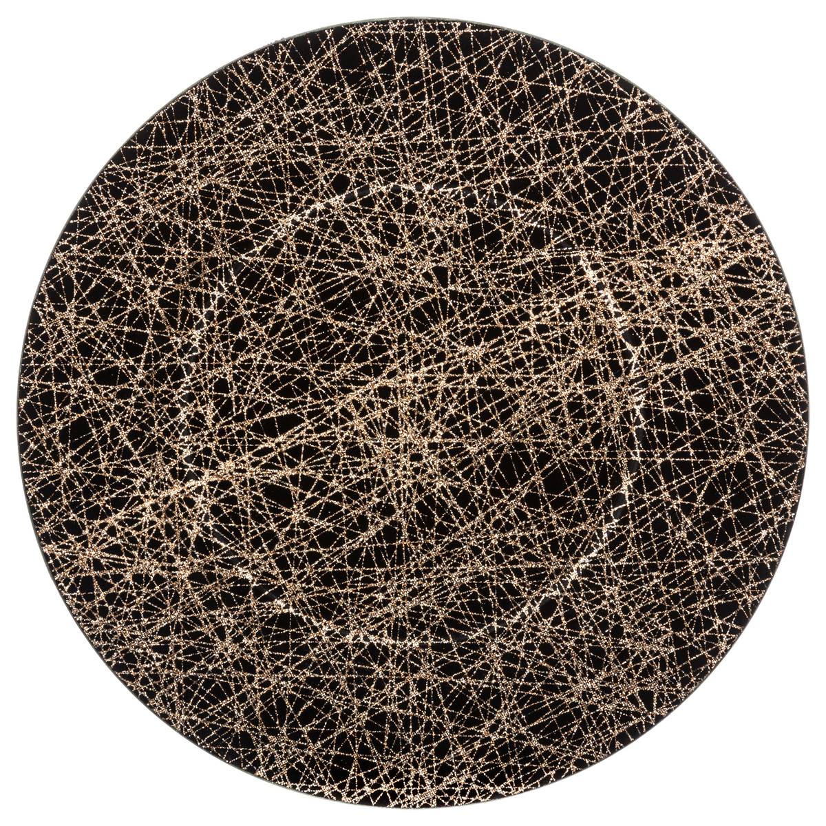 Assiette de présentation "Colorama de Noël" D33cm noir lignes or multicolore, ATMOSPHERA