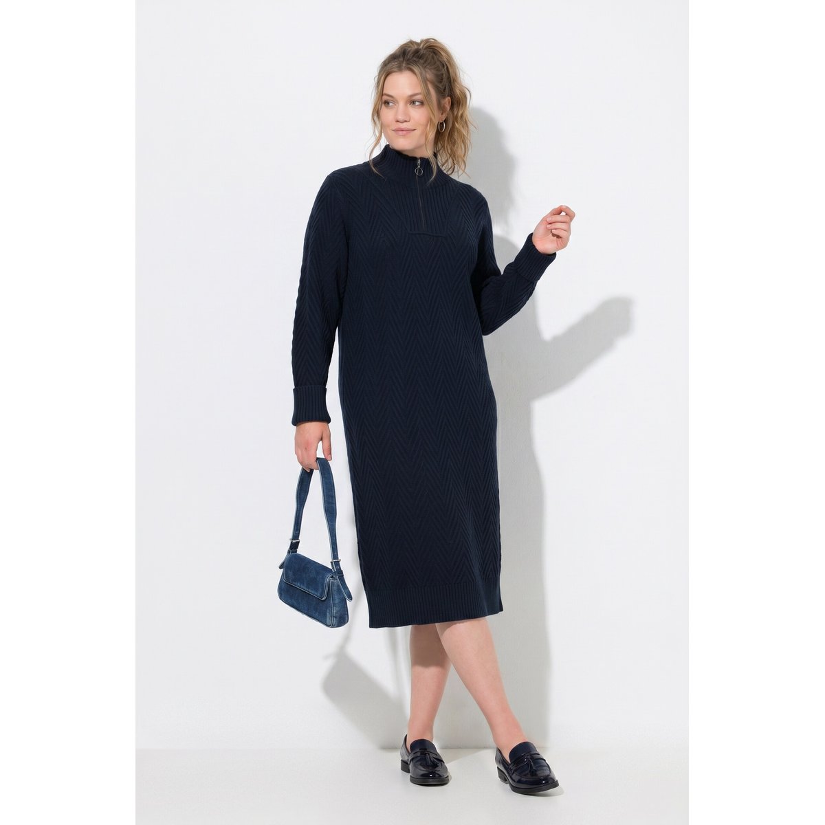 Robe en maille de coton bio marine, ULLA POPKEN