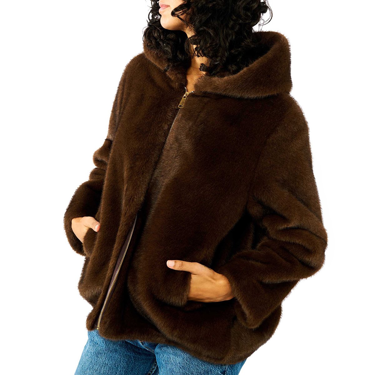 Veste fourrée manches longues HEDWIGE marron, WILD