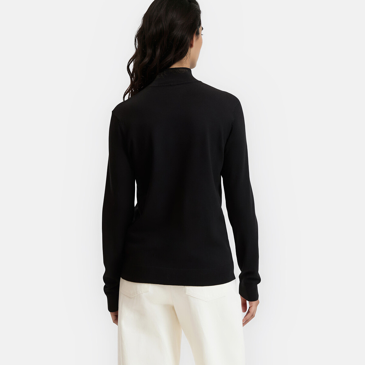 Pull col montant en maille fine noir, LA REDOUTE COLLECTIONS