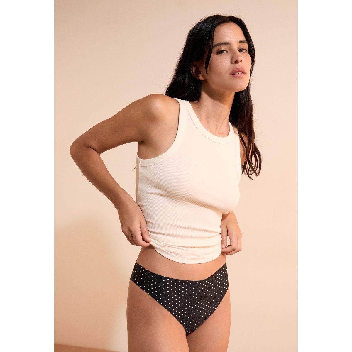 Tanga en microfibre sans couture à motifs CONFORT PRINT2 noir, ETAM