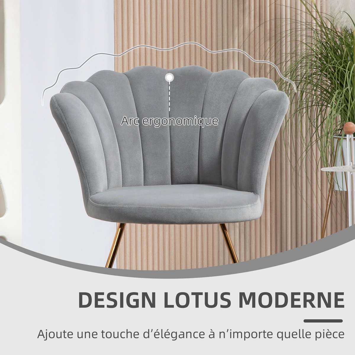 Accent Chair Polyester Gris gris, or, HOMCOM