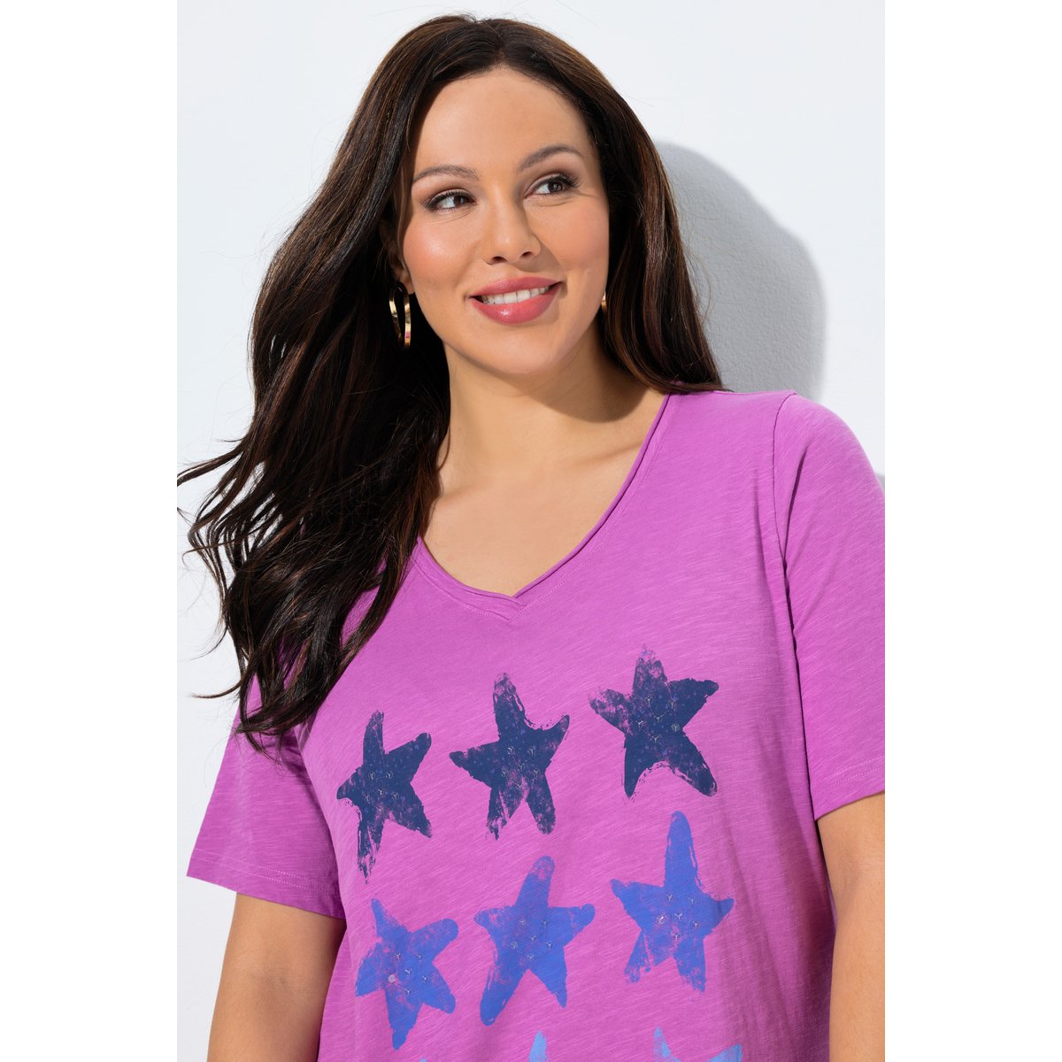 T-shirt imprimé étoiles de mer, bords francs crocus violet, ULLA POPKEN