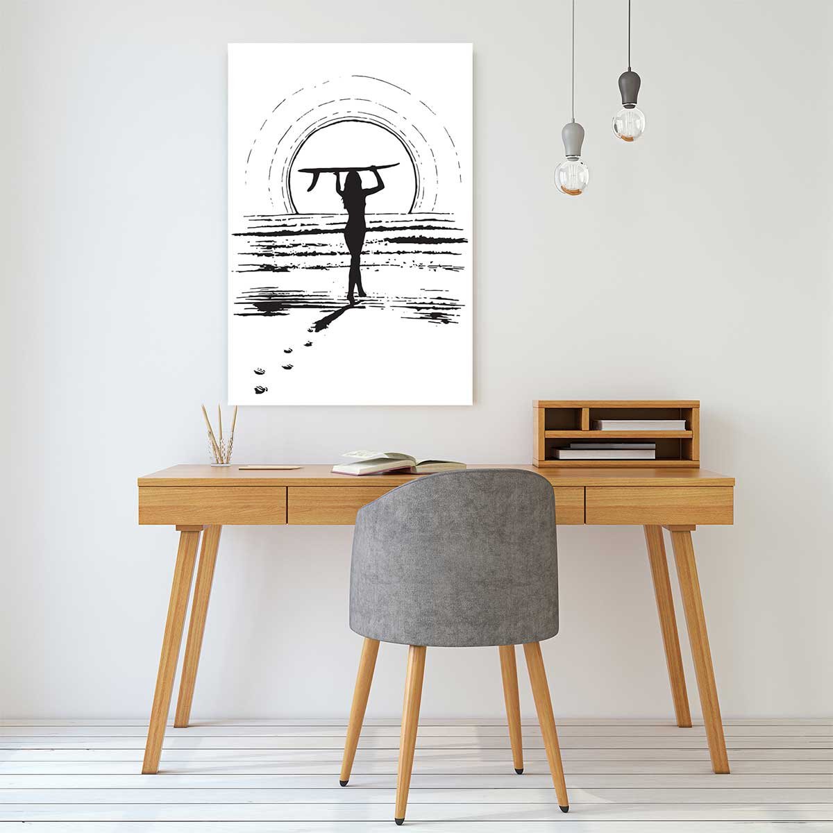 Tableau surfeuse sunset tableau alu dibond, HEXOA