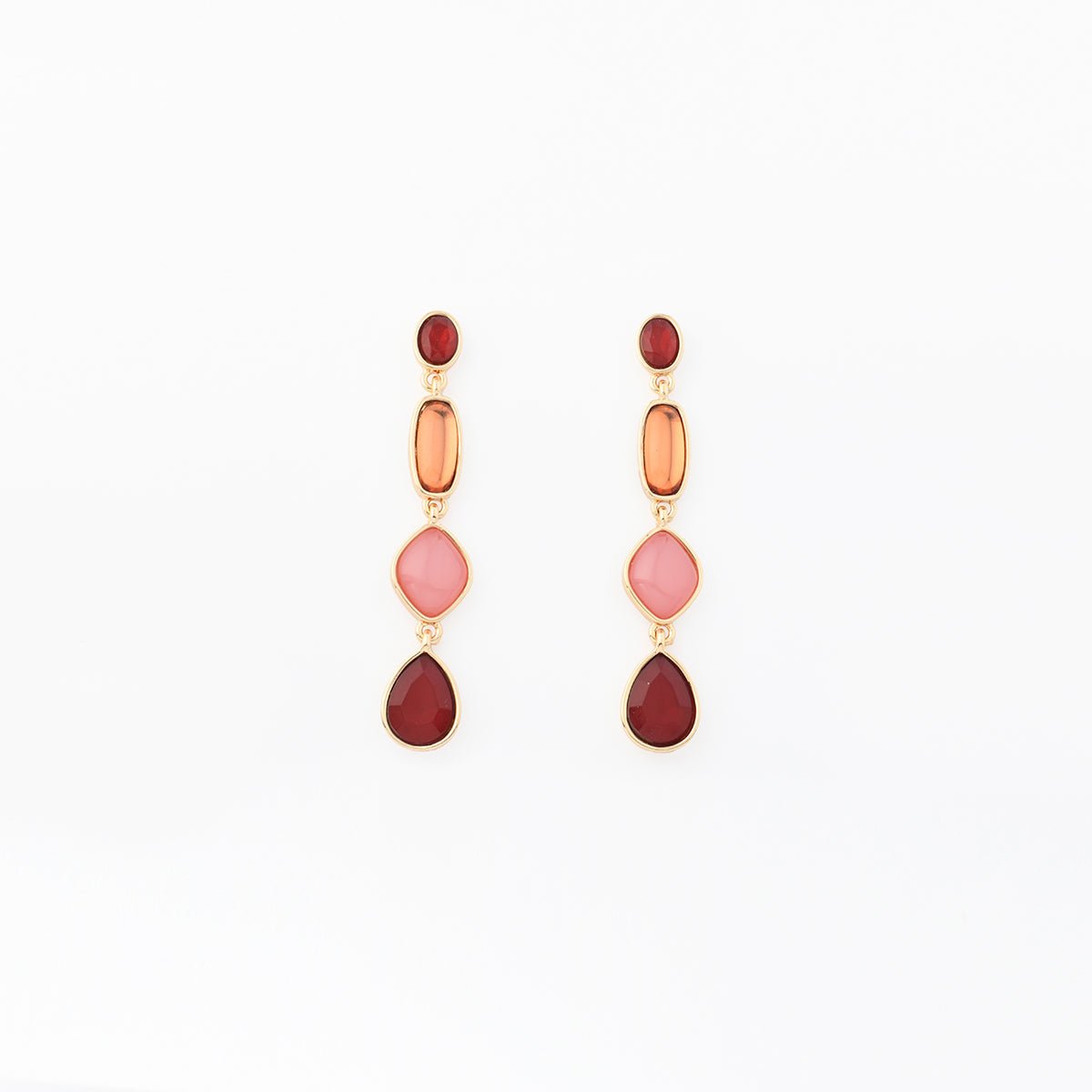 Boucles d'oreilles pierres facettées roses et bordeaux bordeaux, BALABOOSTE