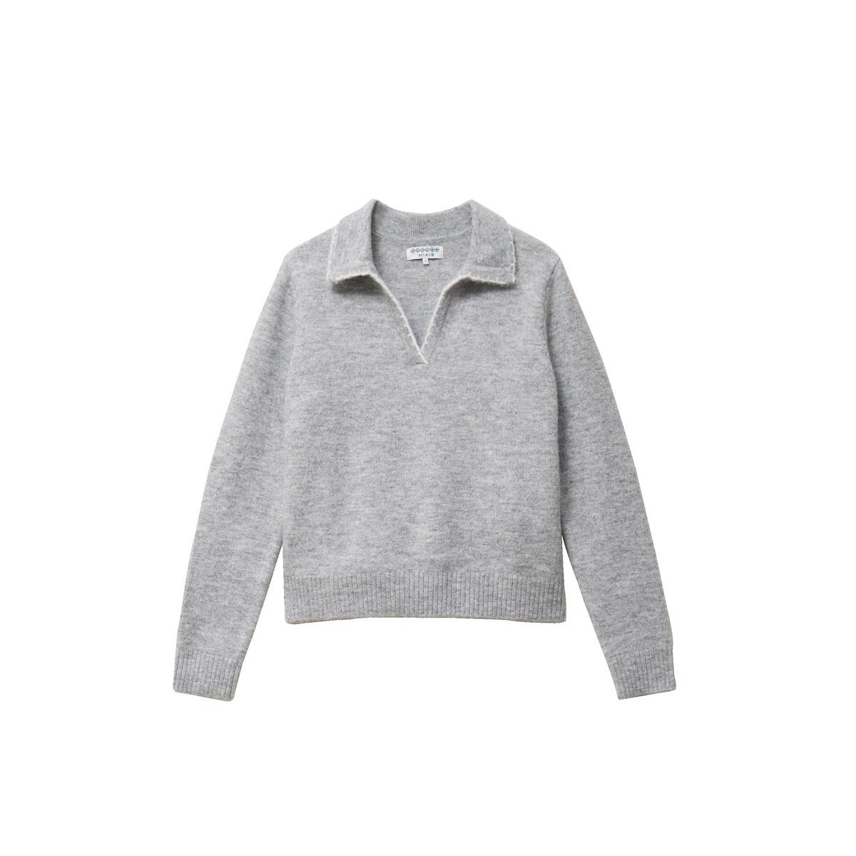 Pull droit col polo manches longues gris, BONOBO