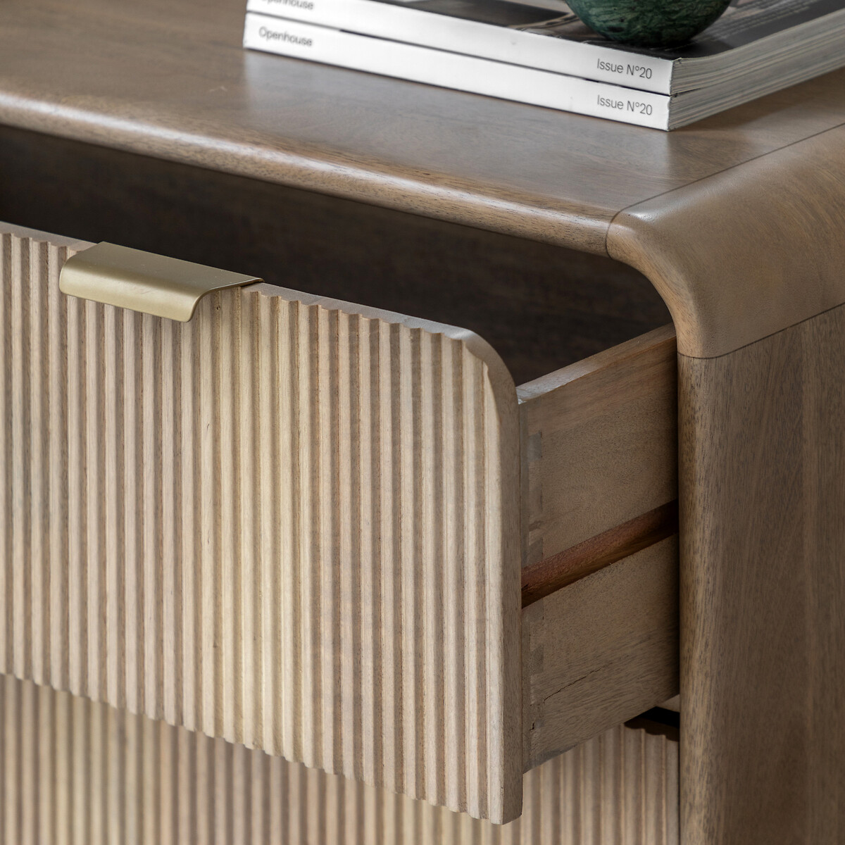 Corven Fluted Mango Wood 3 Drawer Chest wood, SO'HOME