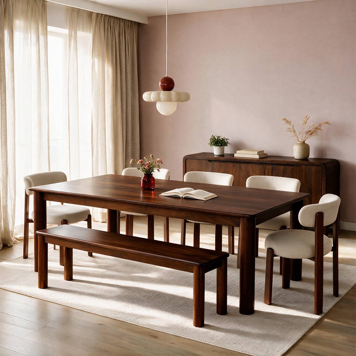 Table à manger en bois de manguier RIVEN bois foncé, MADE IN MEUBLES