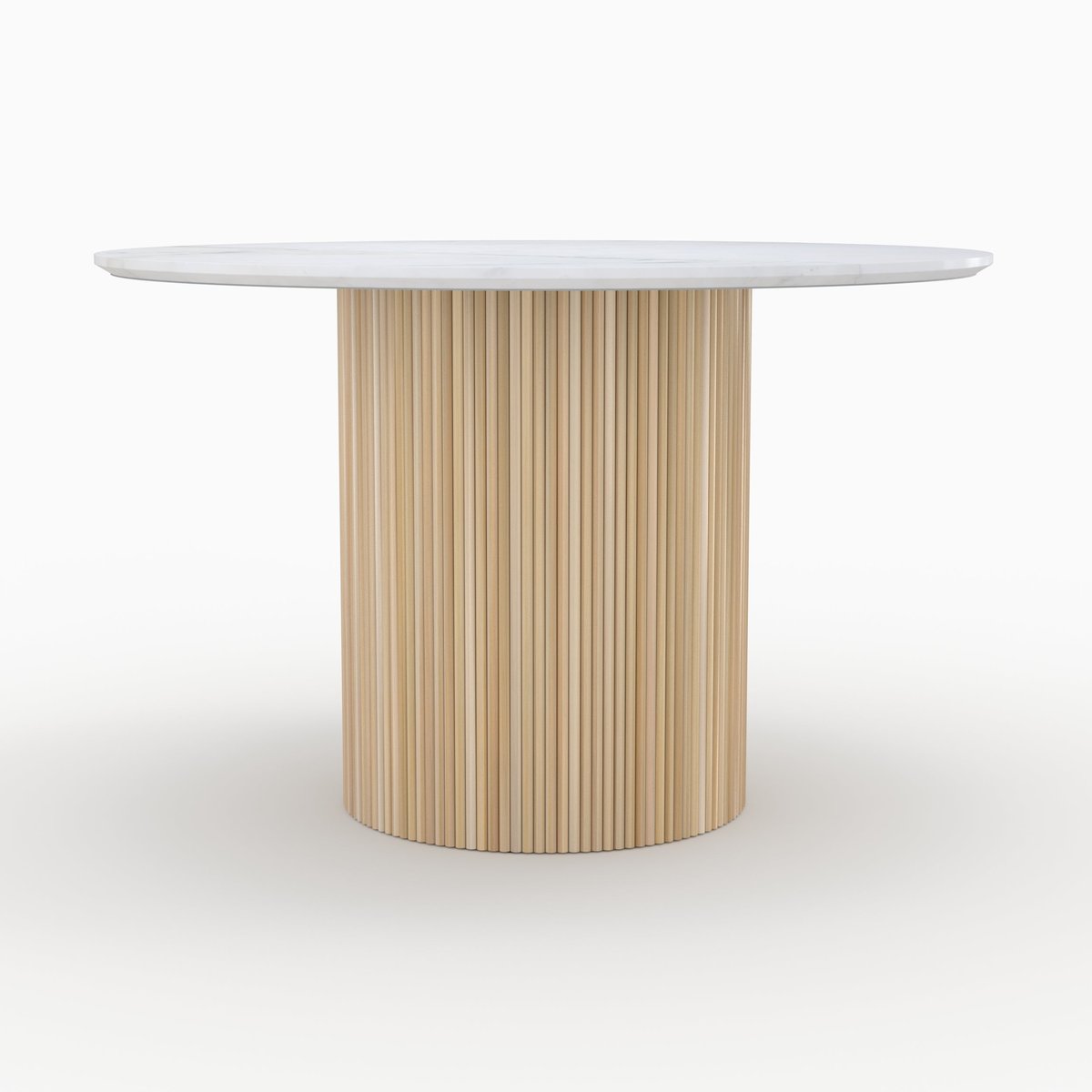 Table ronde 4 personnes en marbre de manguier D120 cm - AGATHE blanc, MAISON PAVANE