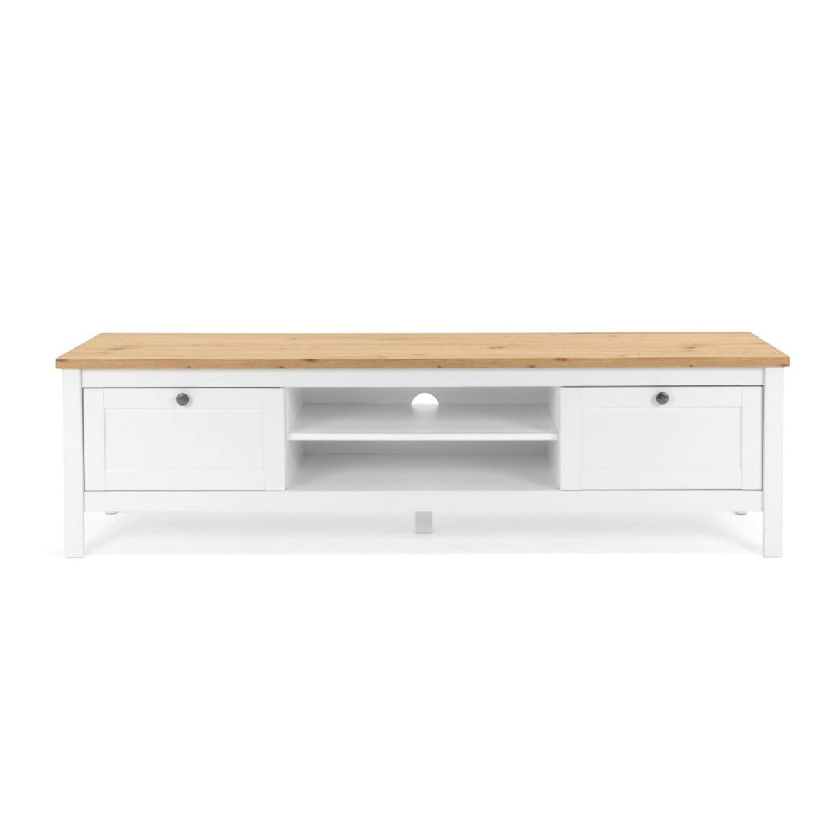 Meuble TV 2 tiroirs, niches centrales VENZA blanc, PIER IMPORT