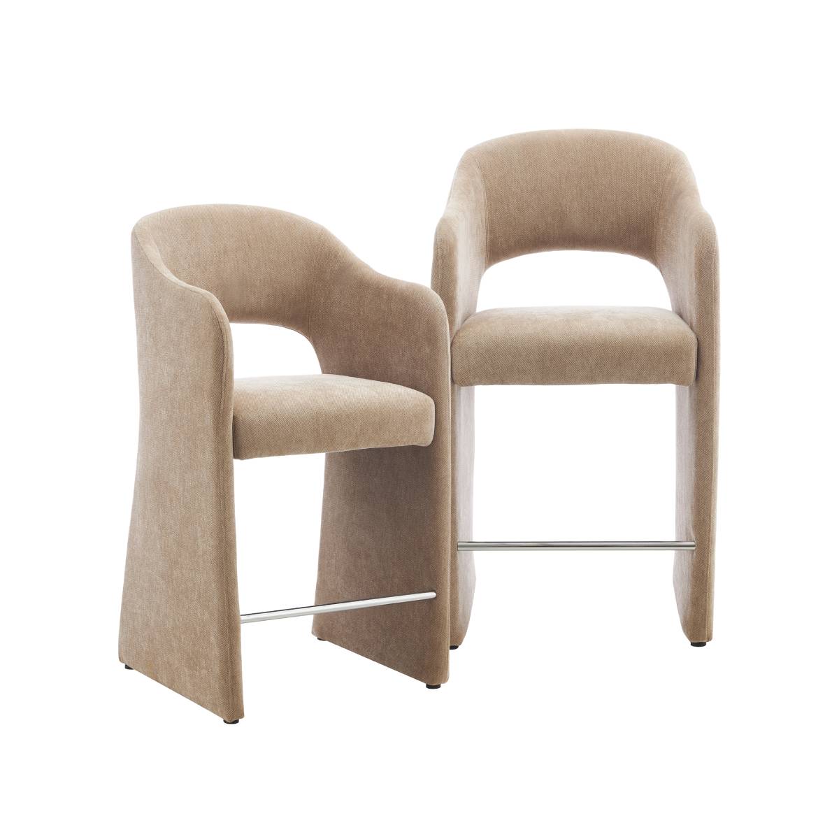 Lot de 2 tabourets de bar en tissu SÉPHIRA blanc, MADE IN MEUBLES