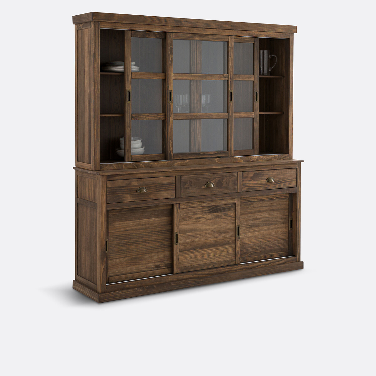 Aparador de 3 puertas y 3 cajones de pino macizo MDF Lunja encerado natural, LA REDOUTE INTERIEURS