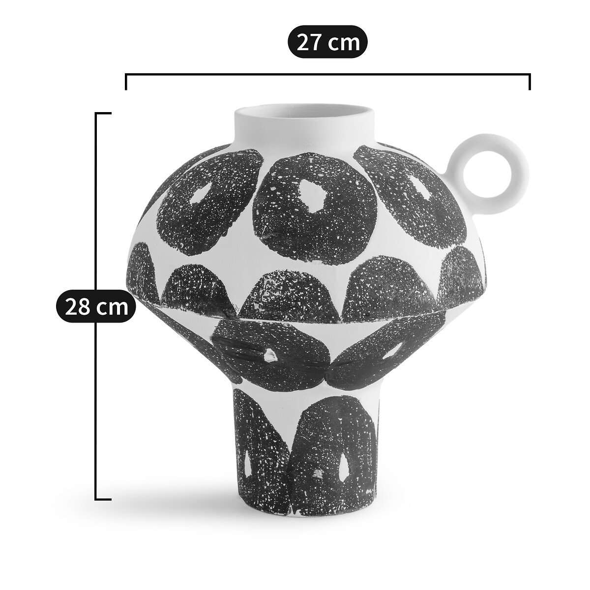 Vase en céramique mate tachetée, Breto noir/blanc, AM.PM