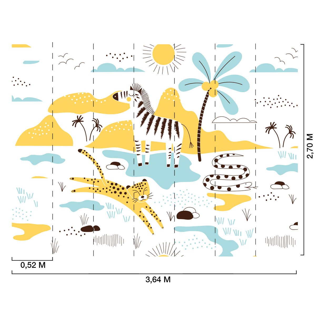 Papier peint enfant zou le zebre intissé, HEXOA