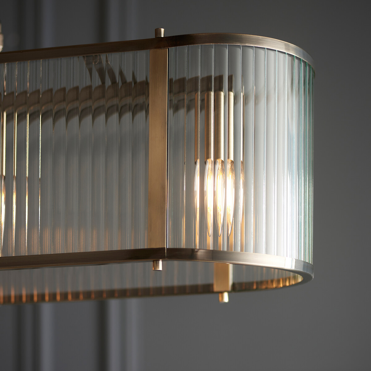 Risto 4-Light Ribbed Glass Pendant Light aged brass, SO'HOME