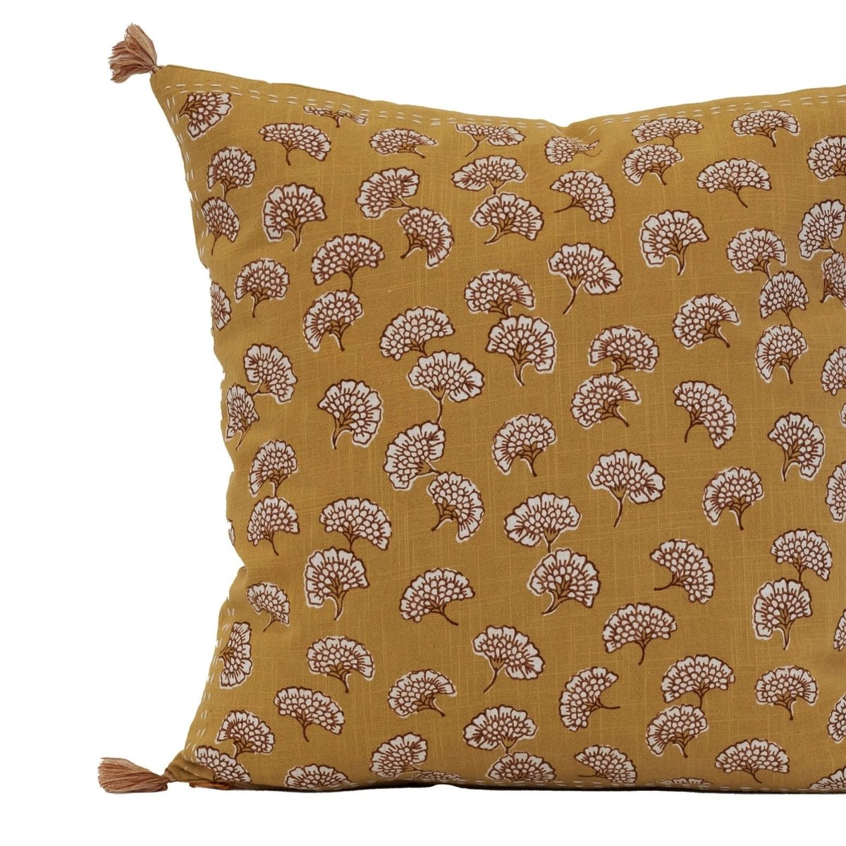 Coussin décoratif imprimé motif floral jaune, SUD ETOFFE