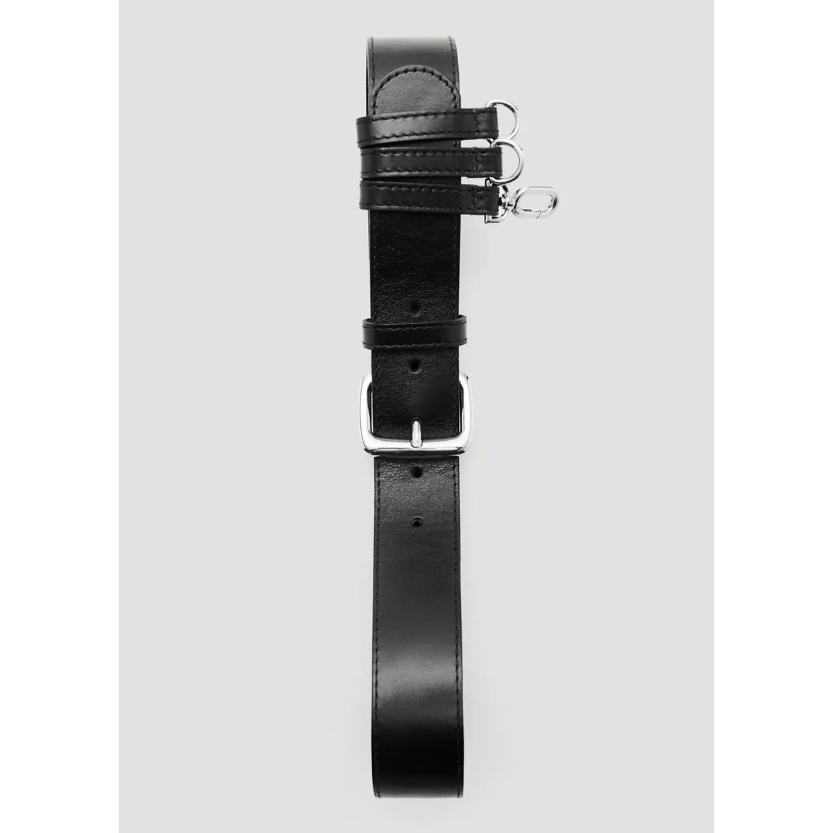 Ceinture en cuir avec passants noir, MANGO