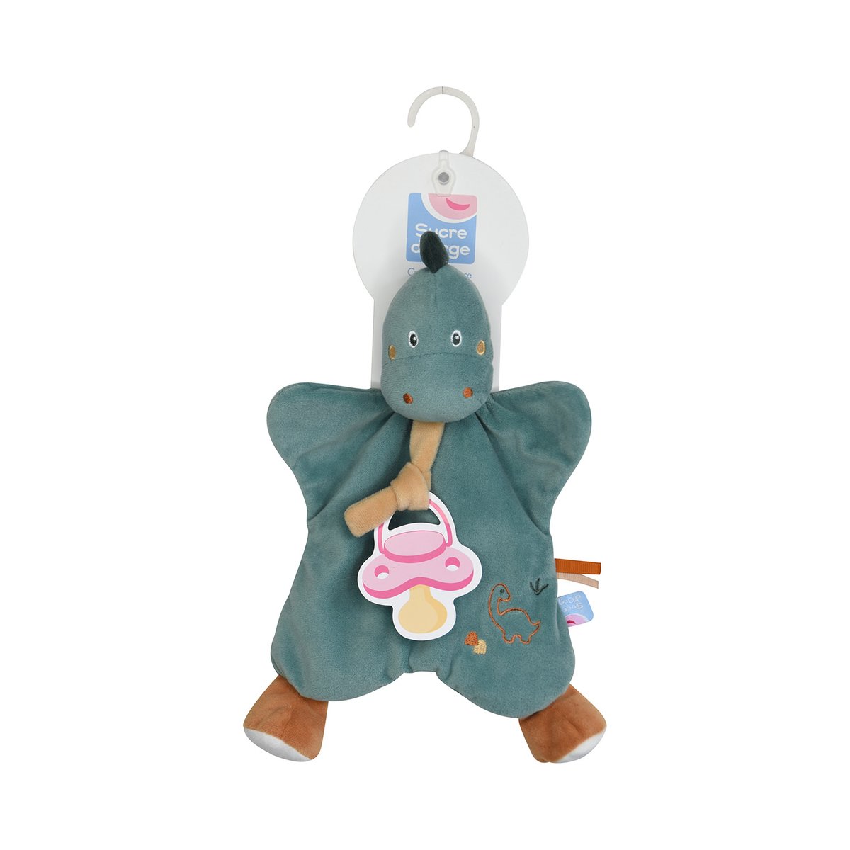 Doumou tetinou dinosaure velours doux vert, SUCRE D'ORGE