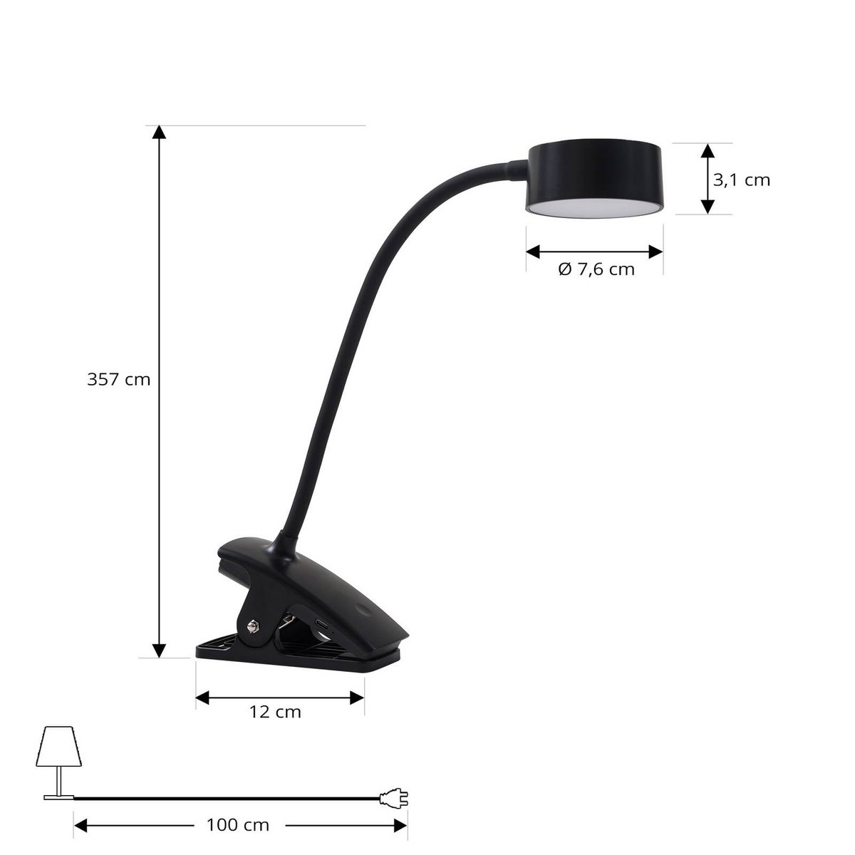 Lampe à pince en métal moderneLED, Maori noir, LINDBY