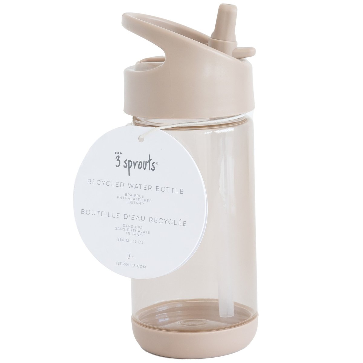 Gourde en plastique recyclé beige, 3 SPROUTS