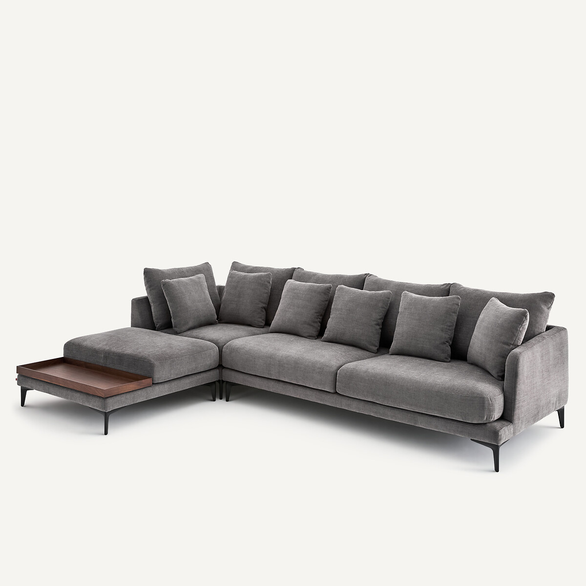 Canapé d'angle en polyester coton, MODERNISTE gris stone, EMMANUEL GALLINA X AM.PM