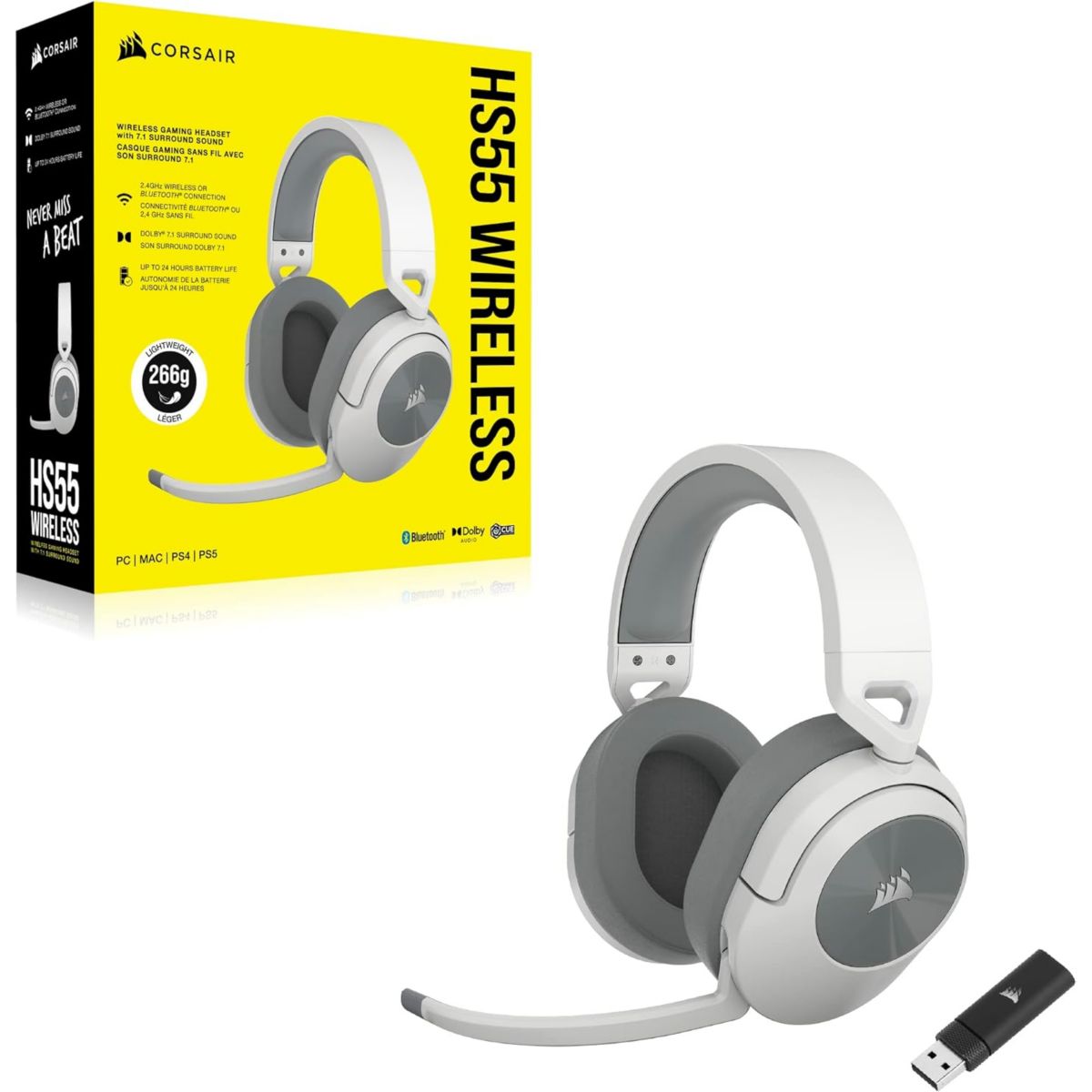 Casque gamer HS55 Stereo Headset white couleur unique, CORSAIR