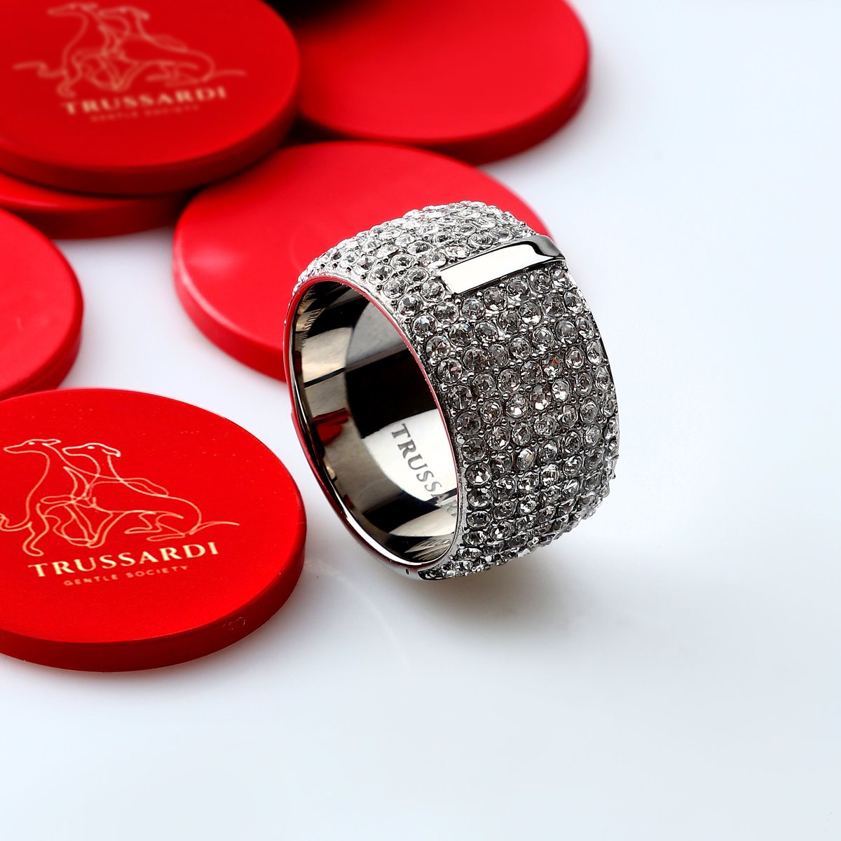 Bague T-ROUND acier inoxydable, TRUSSARDI