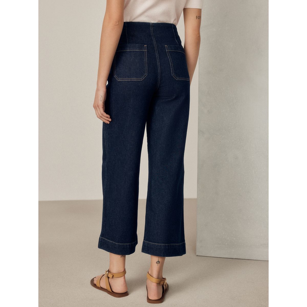 Jean court et large à poche plaquée bleu indigo, NEXT