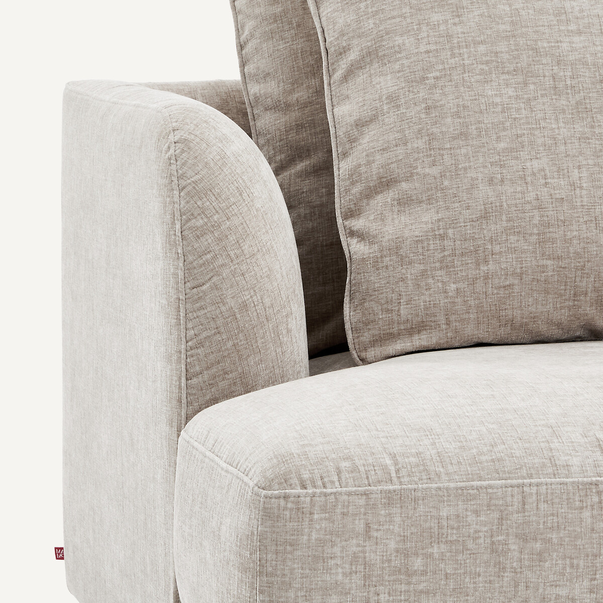 Demi-canapé gauche, arrondi, modulable en velours chenille, TIBERIO gris clair, AM.PM