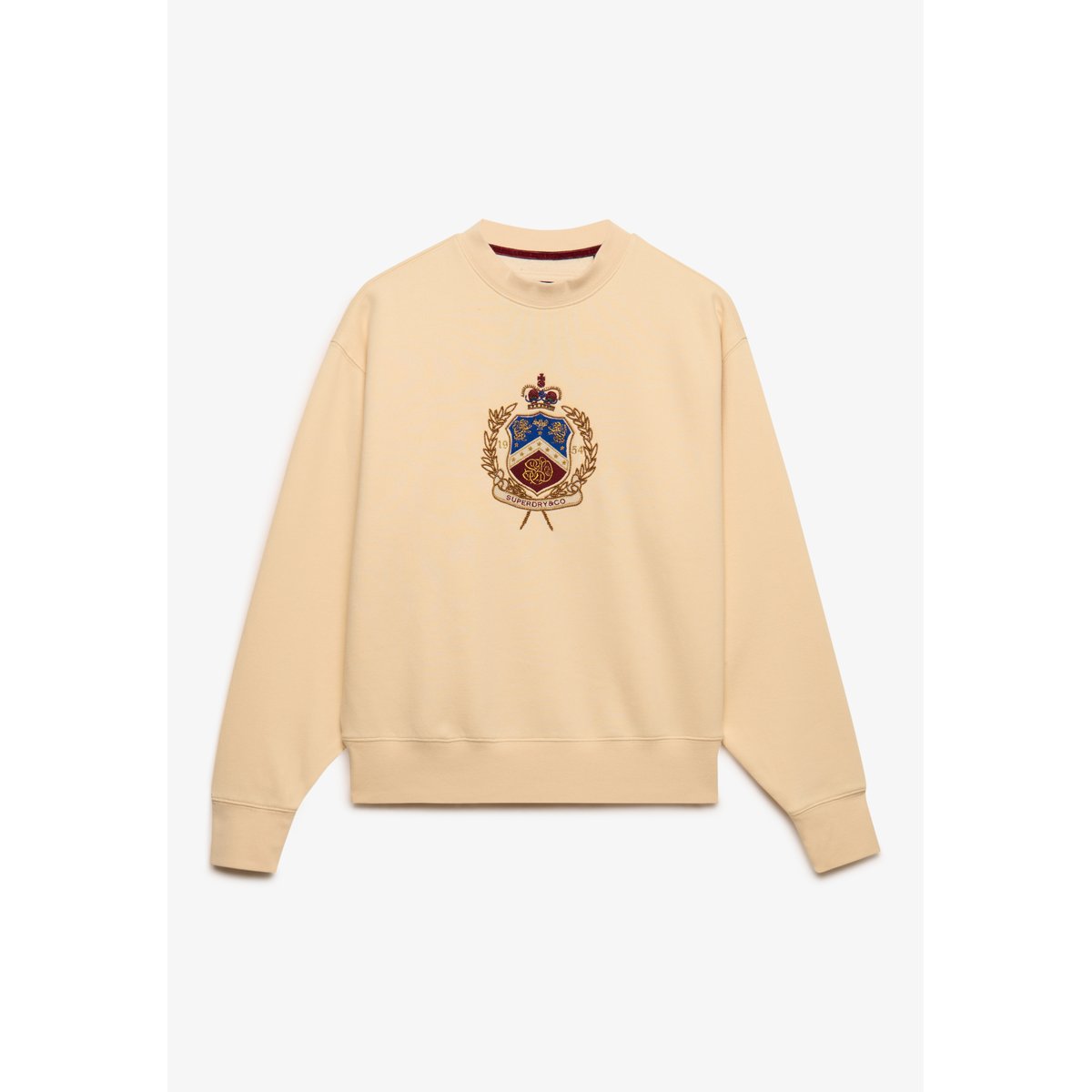 Sweat Crest col rond coupe décontractée crème naturel, SUPERDRY
