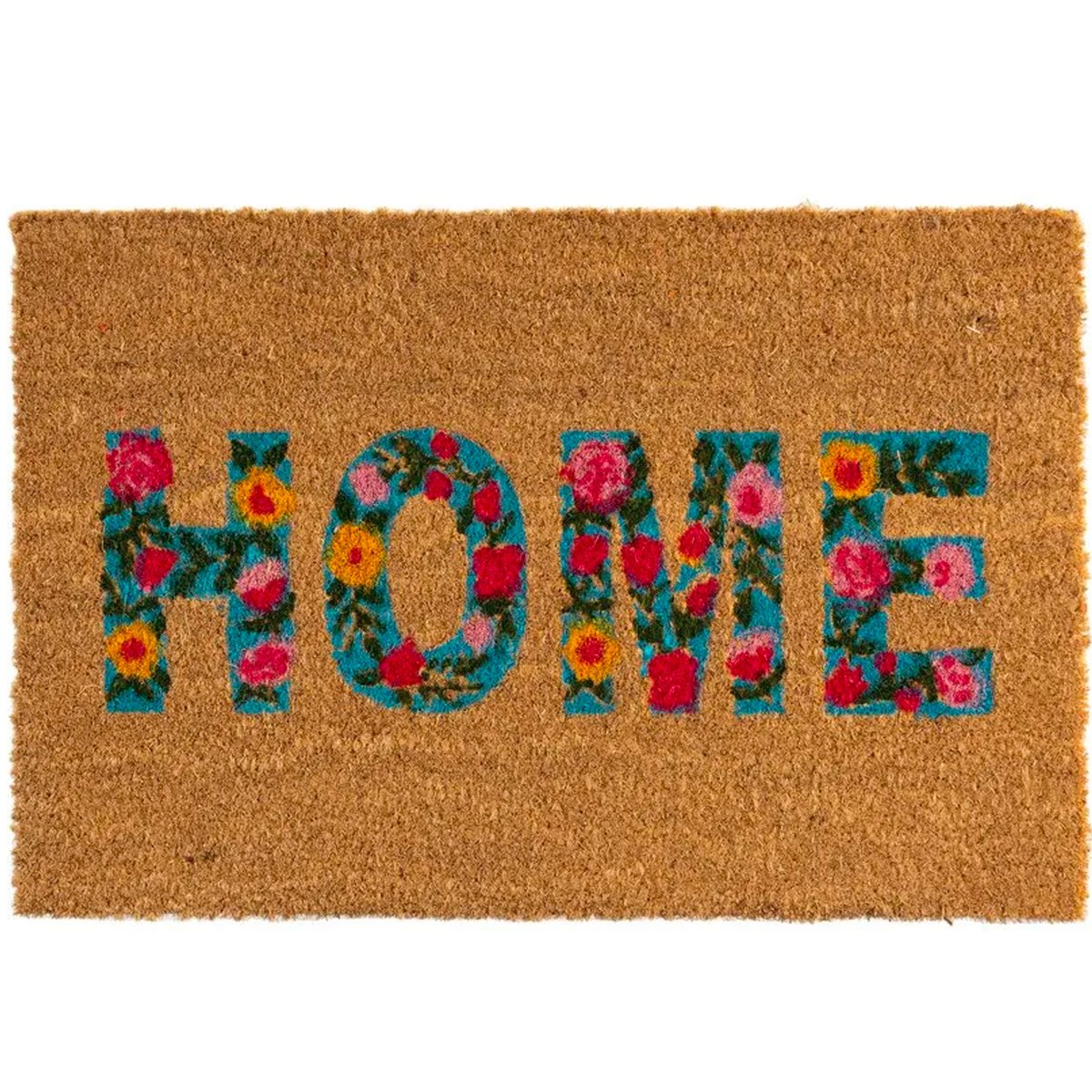 Paillasson coco home fleuri 60x40x1.5cm multicolore, WADIGA