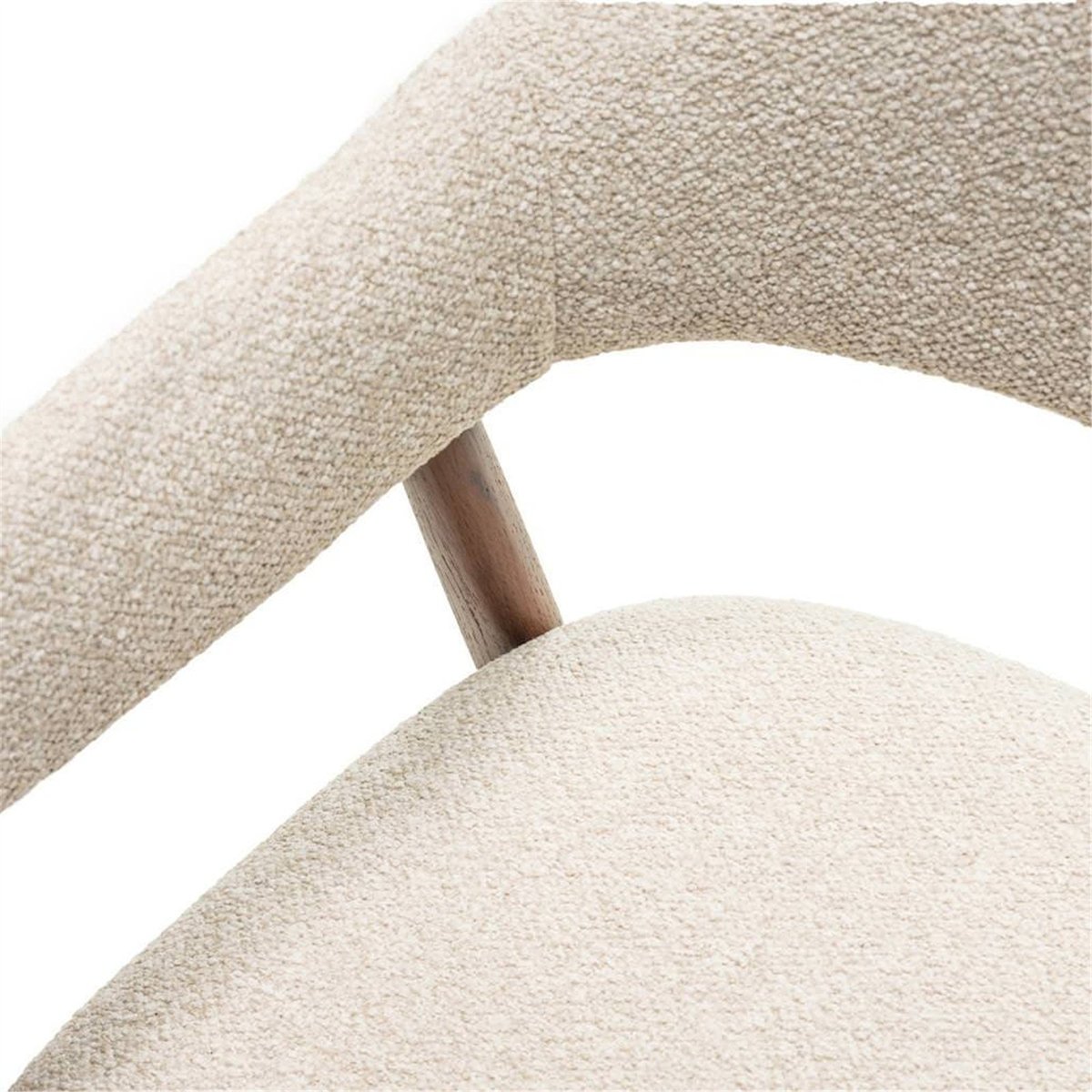 Chaise en bouclé collection LARIS beige foncé et chêne naturel, RECOLLECTION