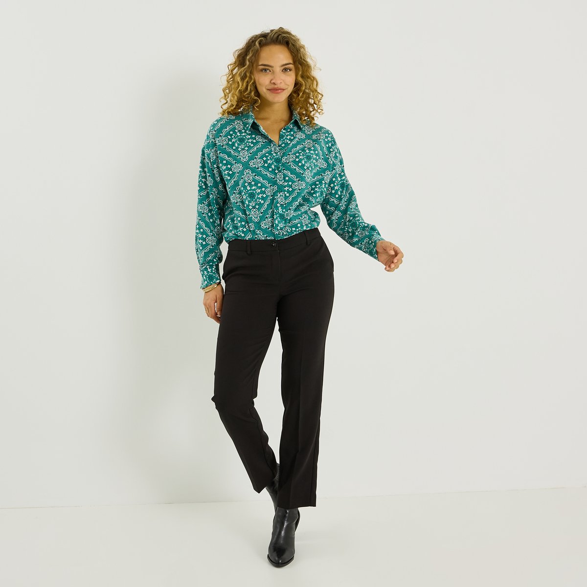 Chemise oversize imprimée vert, GRAIN DE MALICE