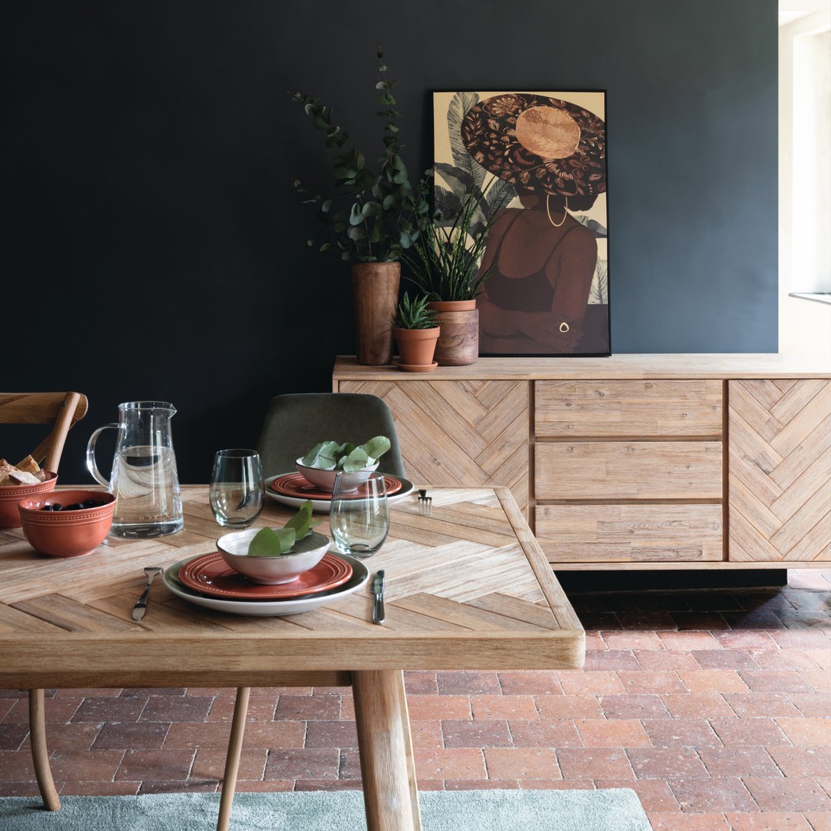 Table à manger extensible 6/10 places bois d'acacia AERIS beige, ATMOSPHERA