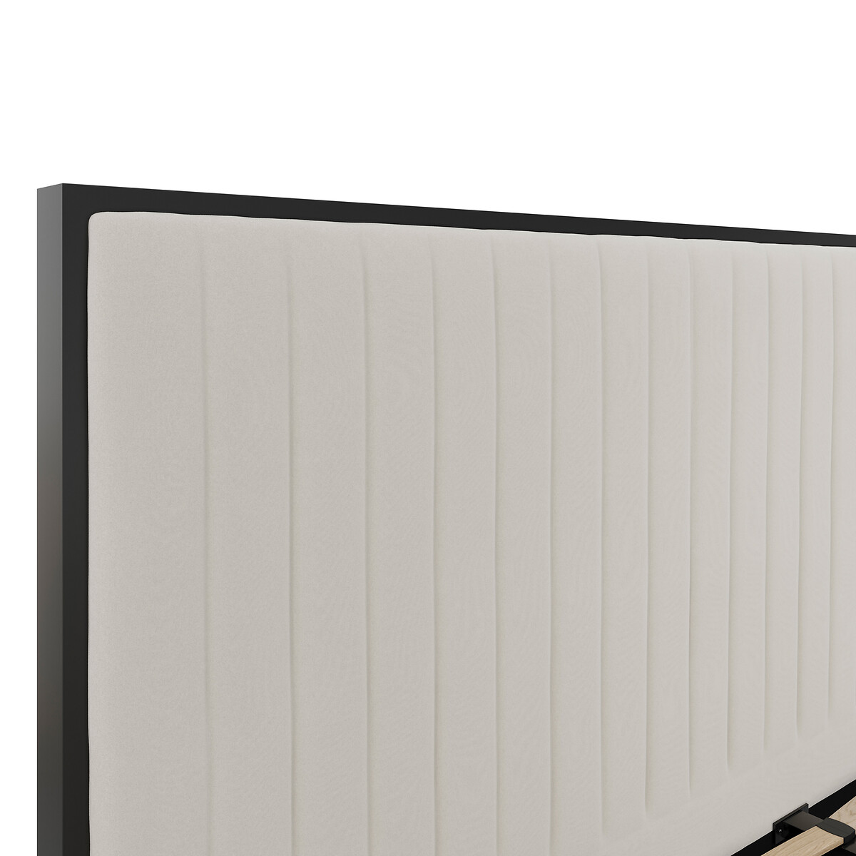 Bromley Velvet Tall Headboard Bed with Metal Trim cream/black, ÉDITÉ