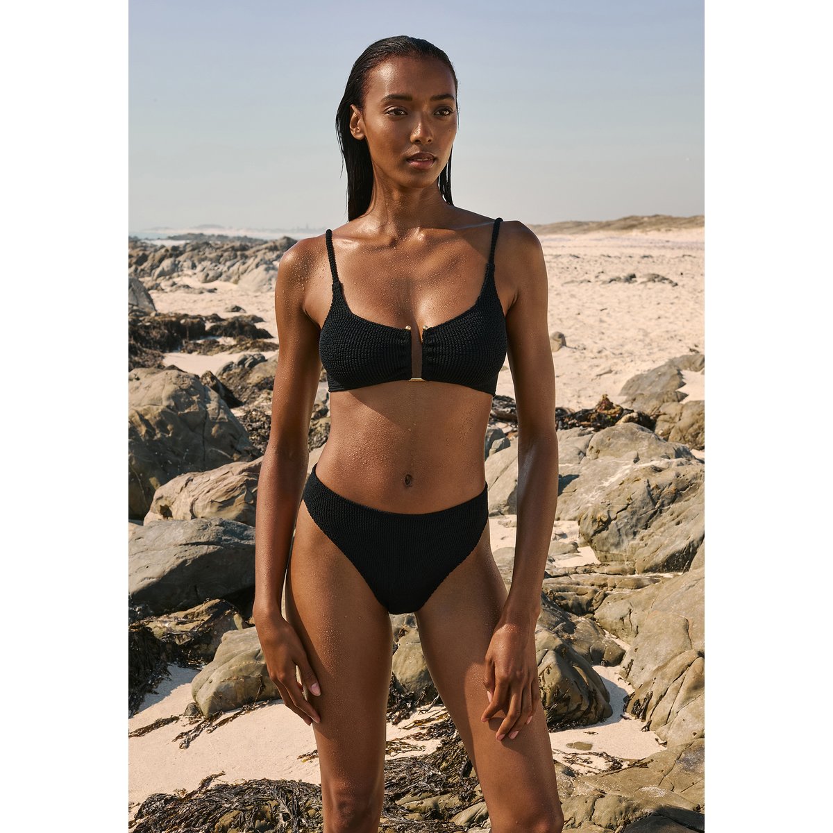 Haut de maillot de bain brassière extensible avec bijou métallique ONESIZE BY ETA noir, ETAM