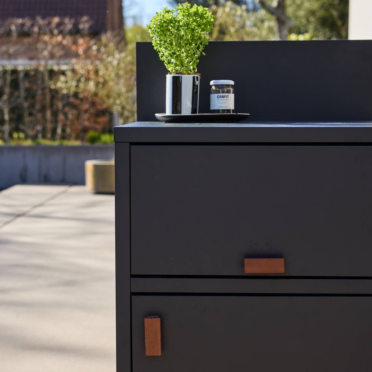 Module de cuisine extérieure acier 2 portes L60cm THIRA noir, SWEEEK