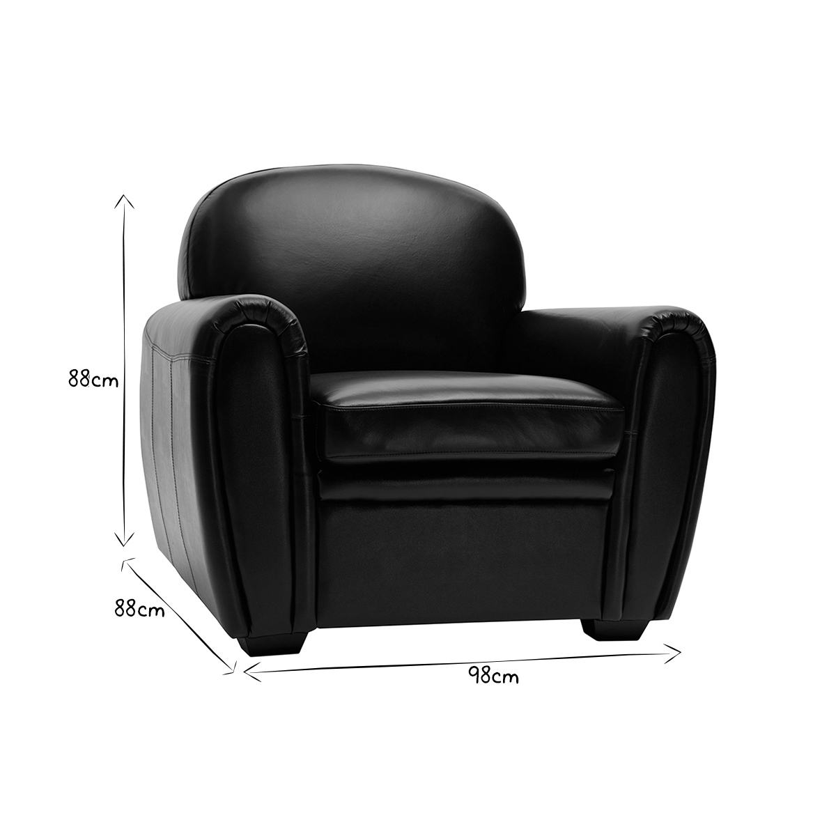 Fauteuil vintage cuir marron CLUB marron, MILIBOO