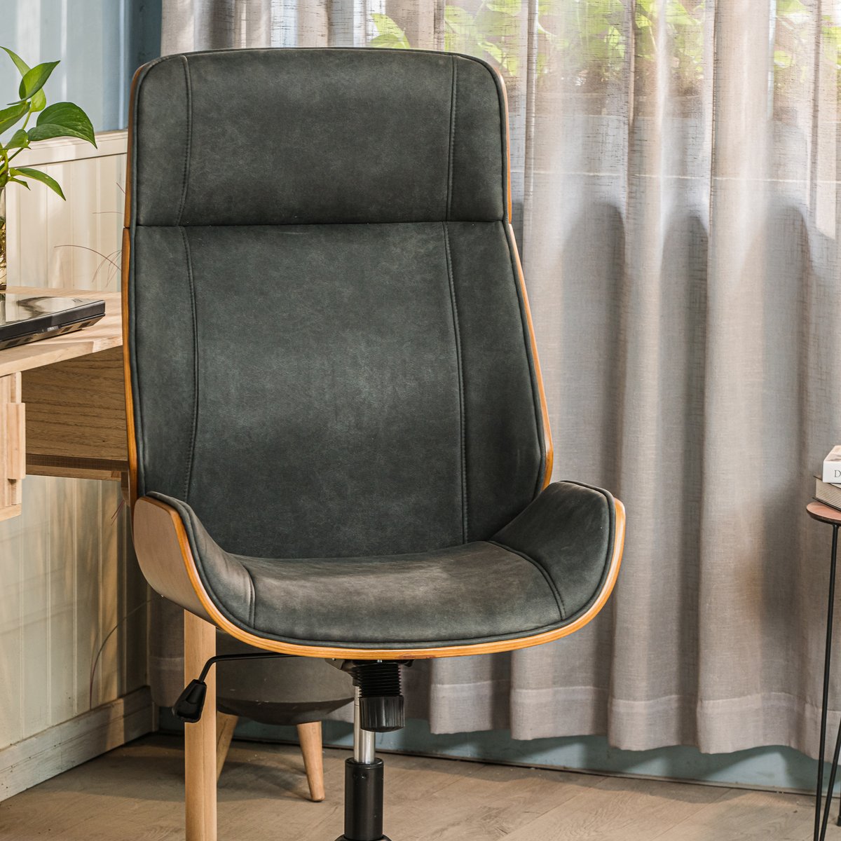 Chaise de bureau en bois, VICTORIA noir, NORDLYS