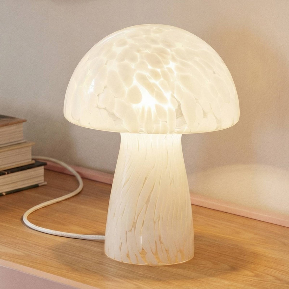 Lampe à poser en verre moderne, Hubi blanc, LINDBY